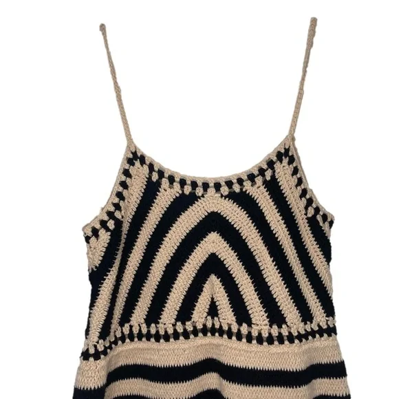 Miou Muse Crochet Knitted Black Tan Color Block Above Knee Dress Medium - Picture 4 of 7